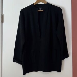 Eileen Fisher 100% Italian Wool Black Cardigan Blazer | Women’s Medium
